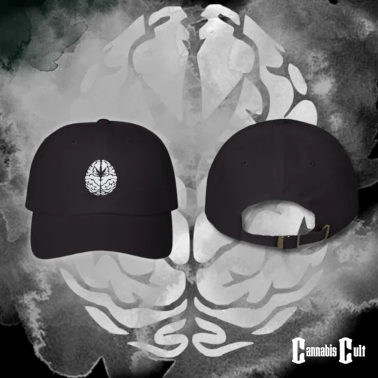 Premium 'CannabisCult.co' branded dad hat in classic black with subtle white embroidered logo on the front. Perfect for cannabis enthusiasts and supporters of Missouri’s leading platform for rating and reviewing top cannabis products, featuring anonymized brand competitions and strain evaluations.