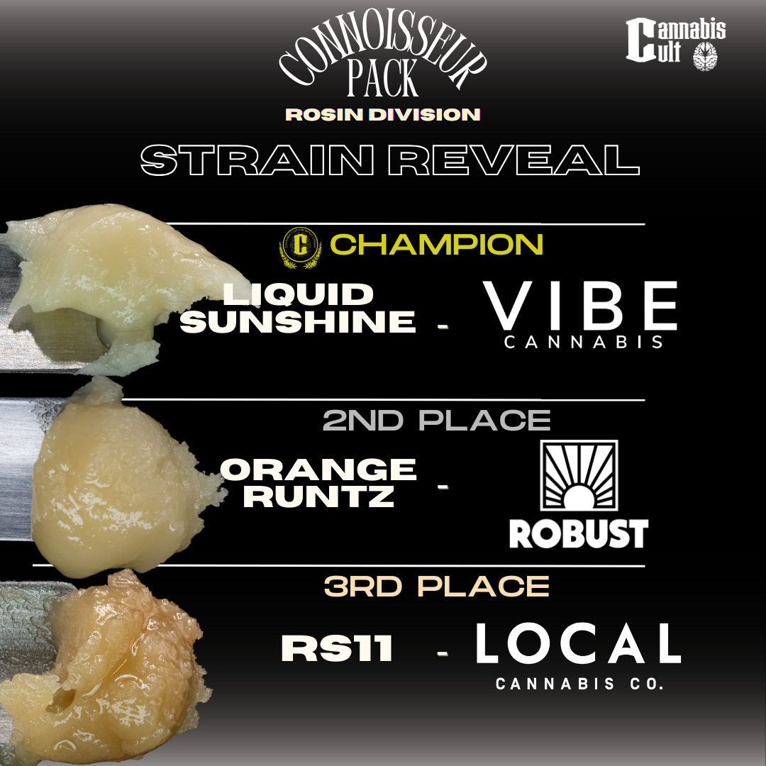 Cannabis Cult Rosin Division Limited Edition Pack release notes. Complete all three ratings and be entered to win a $50.00 Greenlight Credit. Particpating cultivators will be announced over the coming days.