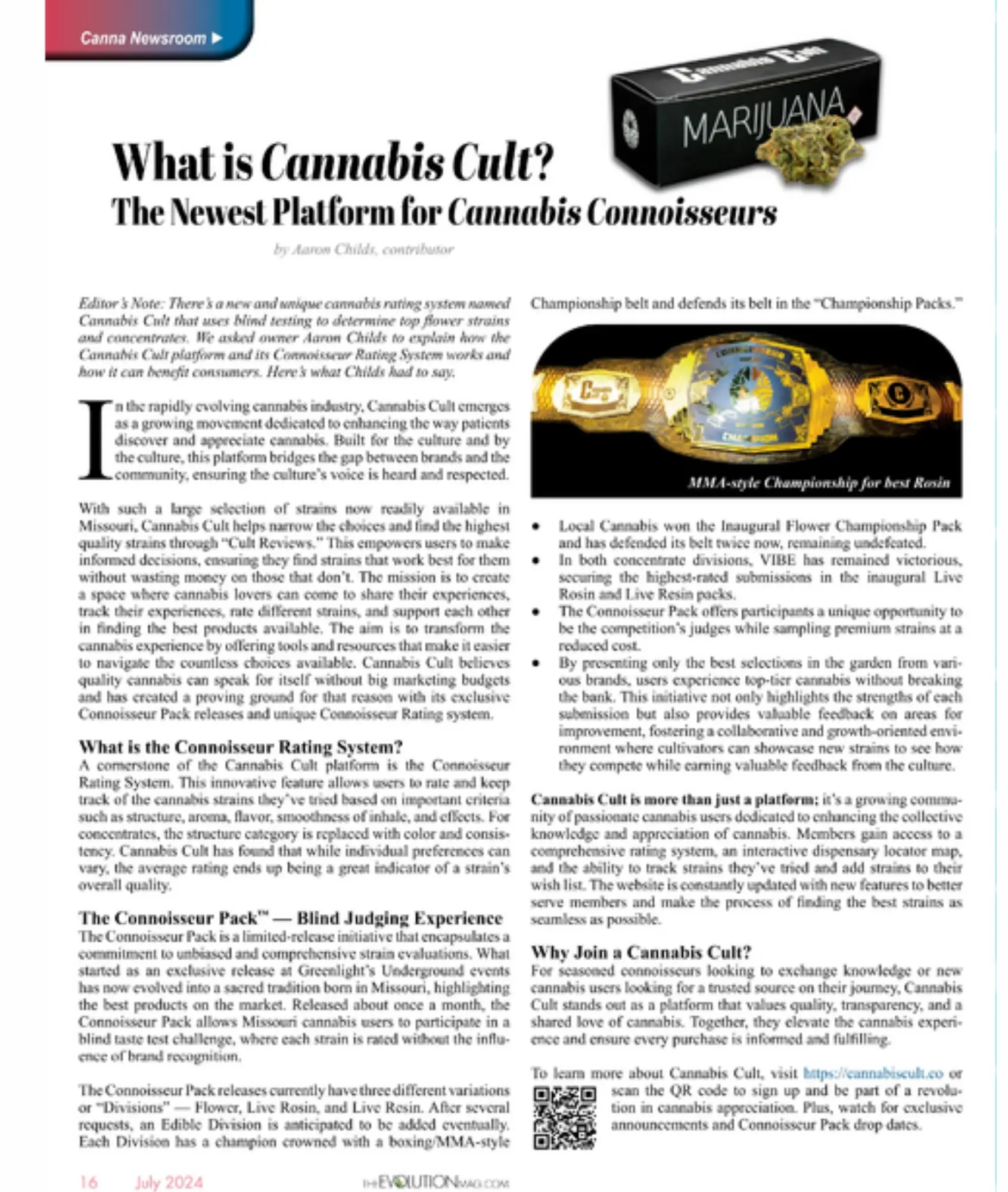 Evolution Magazine features The Cannabis Cult in the July Edition
